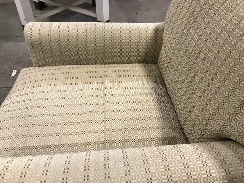 Beige Patterned High-Back Armchair