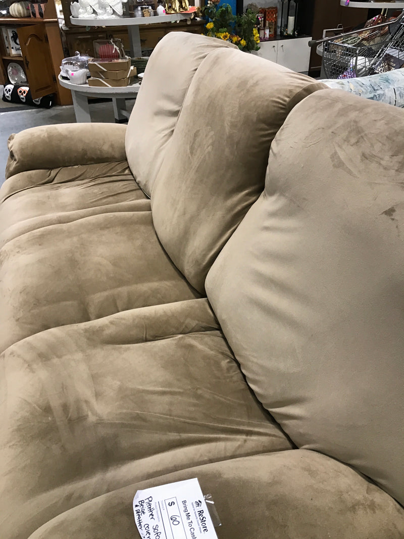 Pleather Sofa With Beige Cover