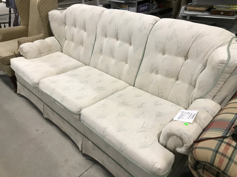 White & Light Green Floral 3 Seater sofa