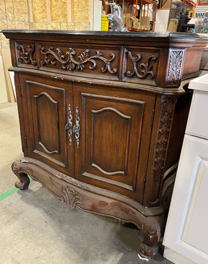 Antique-Style Bathroom Vanity with Black Granite Top