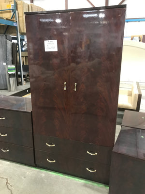 Red Wooden Armoire With 2 Drawers