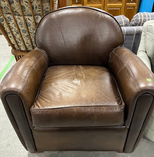 Small Brown Faux Leather Armchair