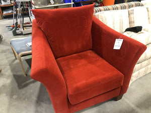 Red Patterned Suede Armchair