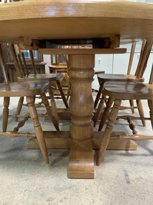 Solid Oak Dining Table with 6 Chairs