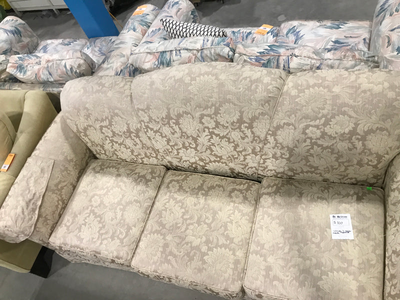 Cream patterned 3-seater couch