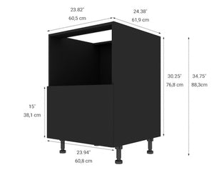 Eklipse | Onyx Base Cabinet for Microwave Oven - 1 Drawer - 24-in - Polymer - Matte Black
