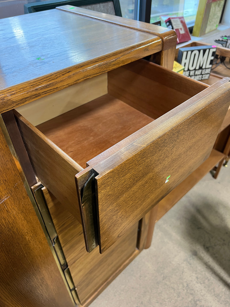 Wood Armoire with Mirror and Drawers