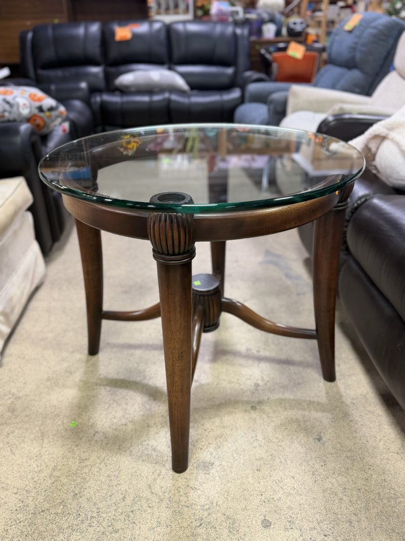 Round Glass-Top Accent Table
