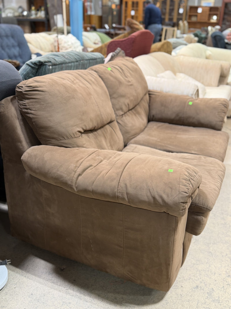 Plush Brown Microfiber Loveseat Sofa