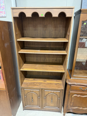 Vintage Wood Bookcase with Cabinet Storage