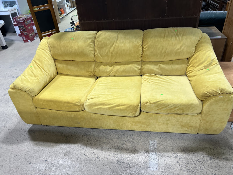 Yellow Faux Suede Sofa