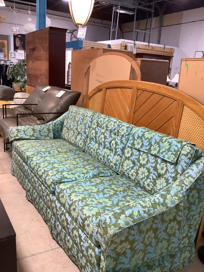 Green Floral Vintage Mid Century Couch