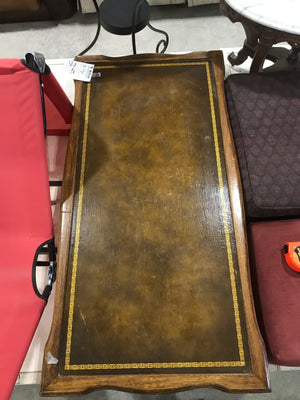 Wood Coffee Table With Goldish Trim