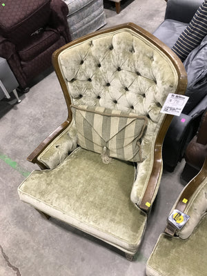 Cathedral Back Sage Green Suede Chair