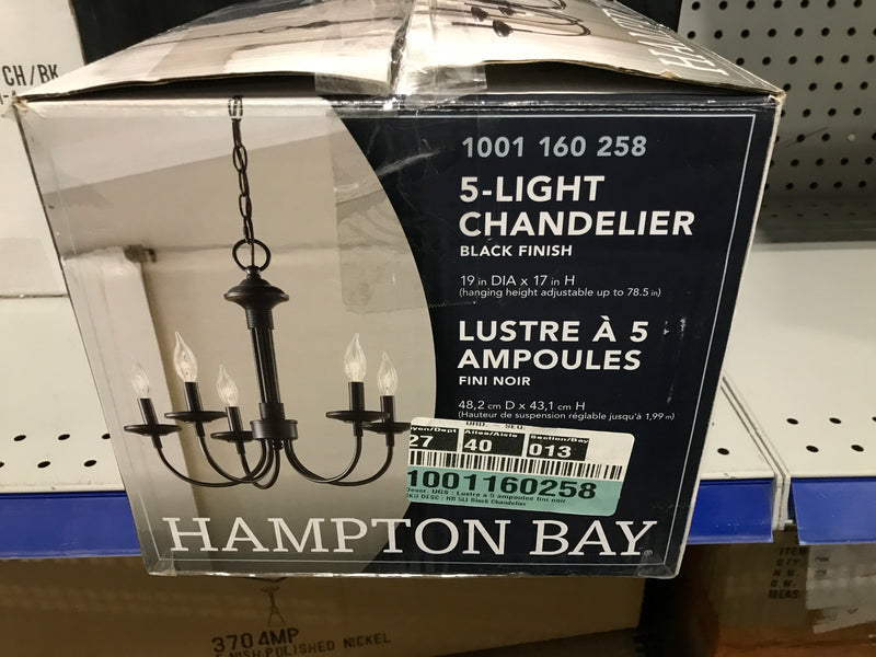 Hampton Bay 5-Light Chandelier with Black Finish