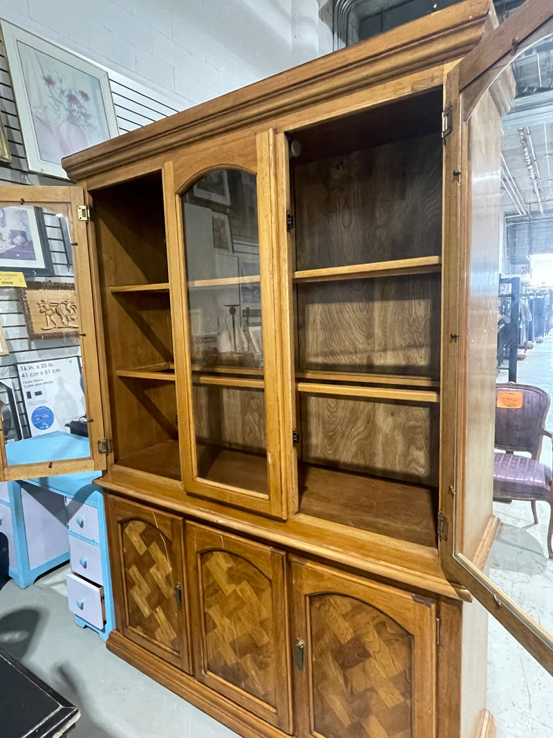 Vintage Wooden Hutch and Buffet Cabinet