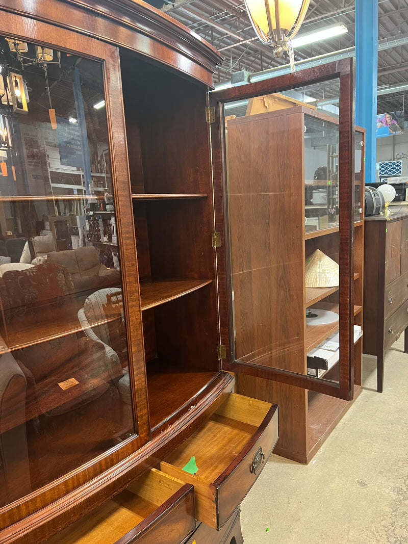 Classic Mahogany Bow-Front China Cabinet
