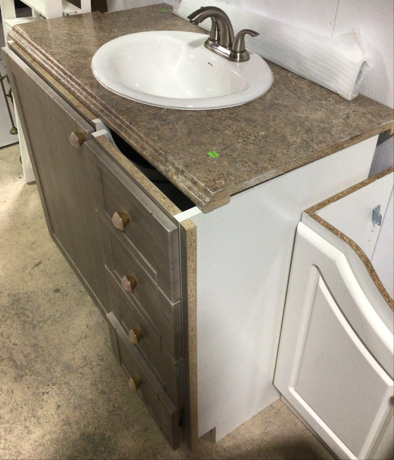 Wooden Bathroom Vanity and Sink with Marble Top