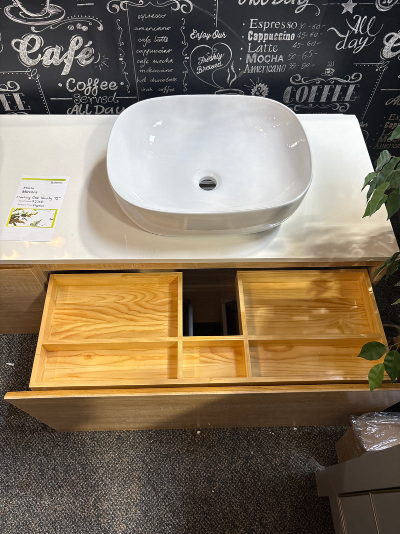 Floating Oak Vanity 72”