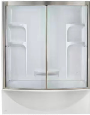 Ovation 60 in. X 58 in. Framed Sliding Tub/Shower Door in Satin Nickel