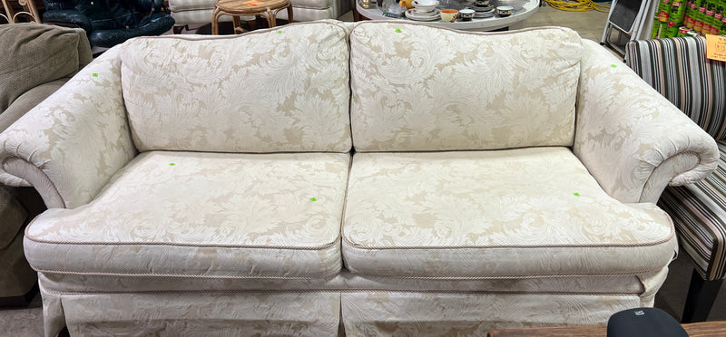 Traditional Cream Damask Camelback Loveseat