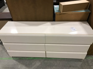 Long White Six Drawer Modern Dresser
