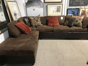 Microsuede L-Shaped Brown Leather Couch