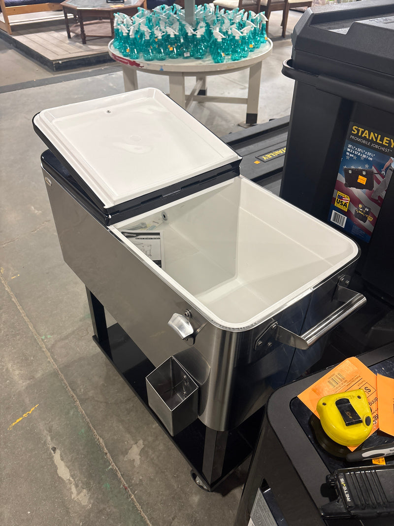Outsunny 80 Quart Rolling Cooler Cart with Bottle Opener