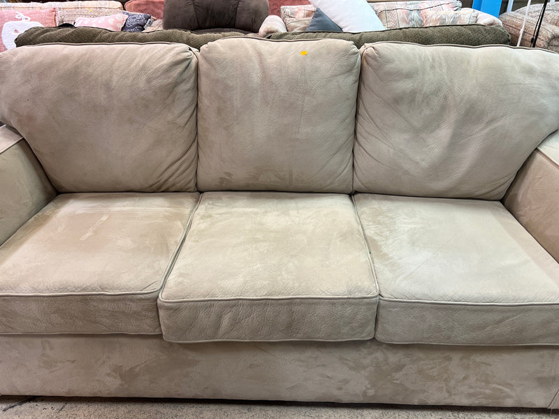 Contemporary Taupe Microfiber Three-Seat Sofa