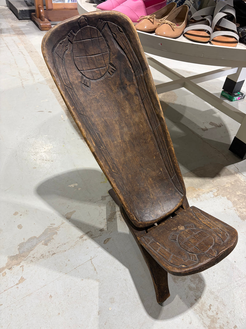 Hand-Carved African Folding Chair
