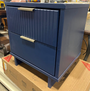 Manhattan Comfort Granville Modern Nightstand 2.0 with 2 Full Extension Drawers in Midnight Blue