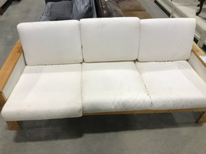 Wood & White Fabric Couch