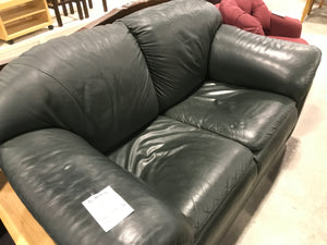 Green Leather Love Seat Sofa
