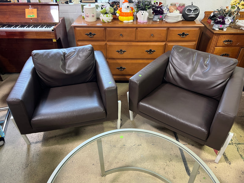 Espresso Cubic Armchair with Metal Legs