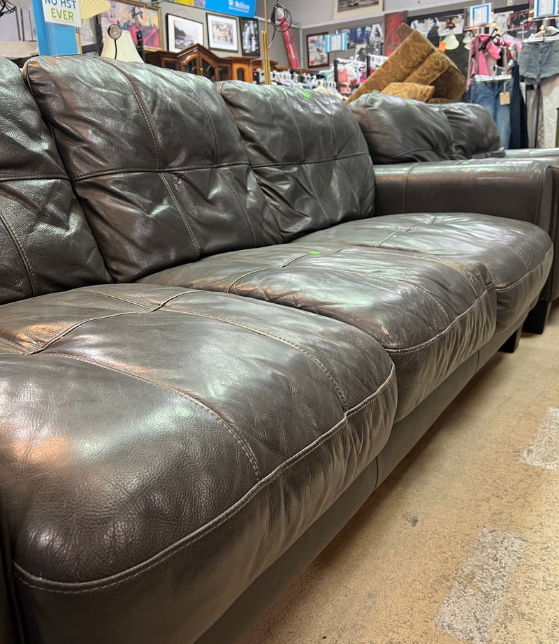Dark Brown Three-Seater Sofa