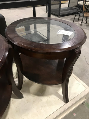 Wooden Oval Side Table With Glass Too