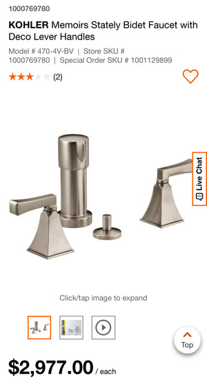 Memoirs Stately Bidet Faucet with Deco Lever Handles