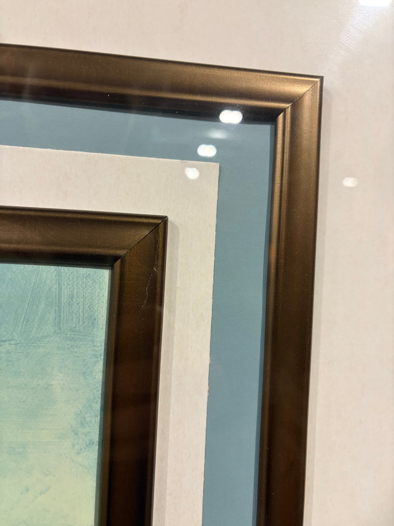 Framed Abstract Coastal Horizon Wall Art