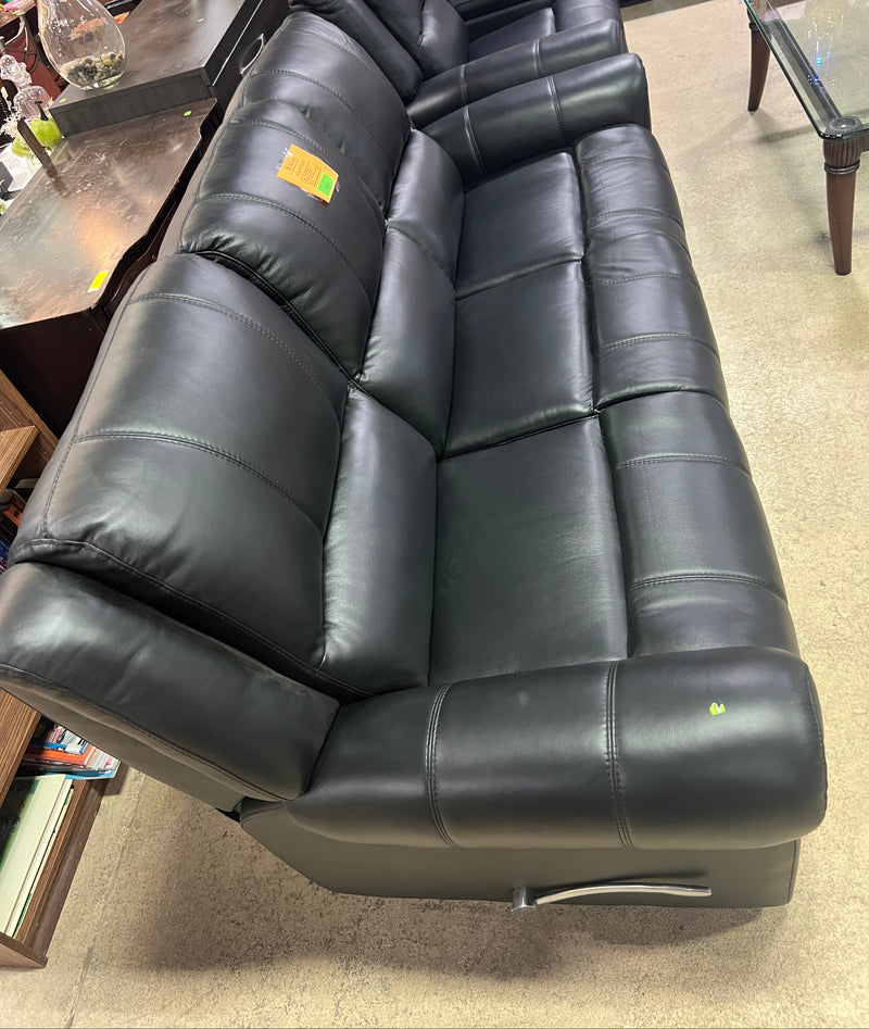 Leather Reclining 3-Seater Sofa In Black