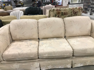 Large Cream Floral-Patterned 3-Seater Sofa