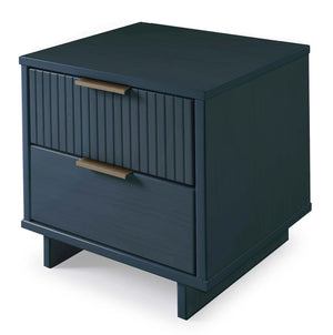 Manhattan Comfort Granville Modern Nightstand 2.0 with 2 Full Extension Drawers in Midnight Blue