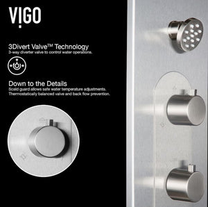 VIGO Dilana Jet High Pressure Shower Panel System with Round Fixed Rain Shower Head in Stainless Steel