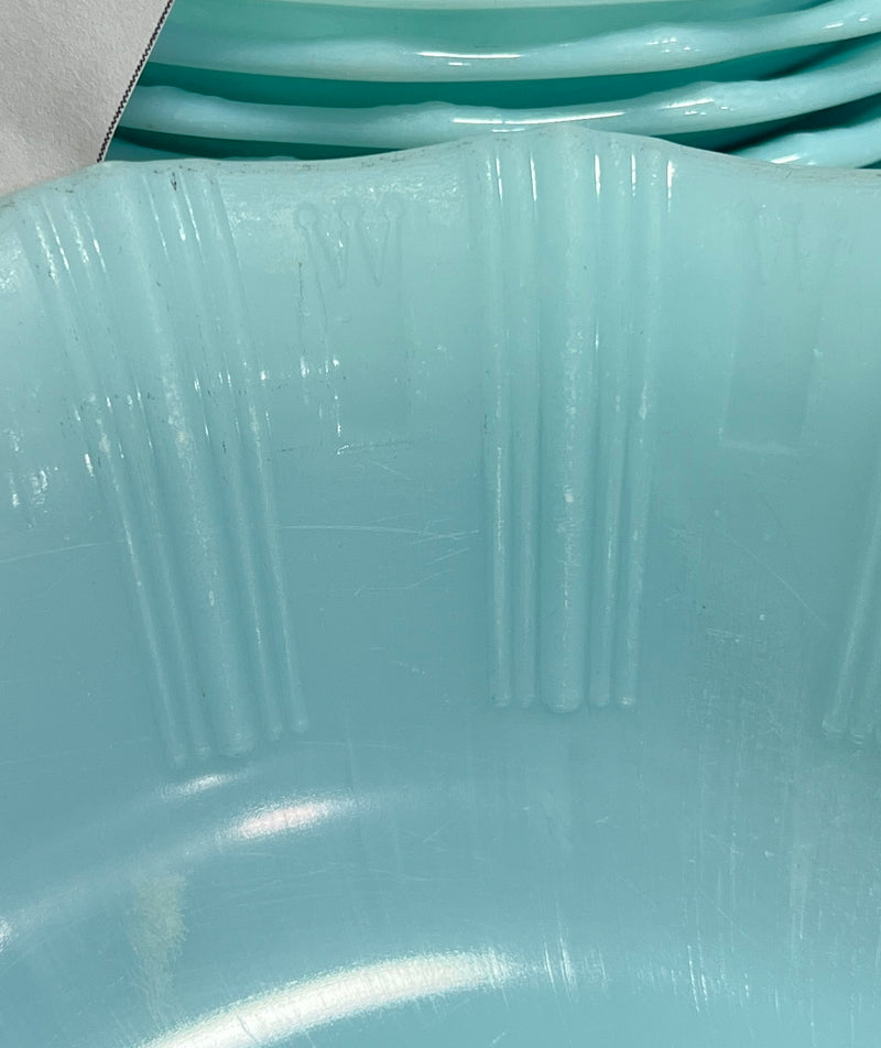 Vintage Canadian Pyrex Robin Egg Blue King’s Crown / Pie Crust Dinnerware Set – 19 Pieces