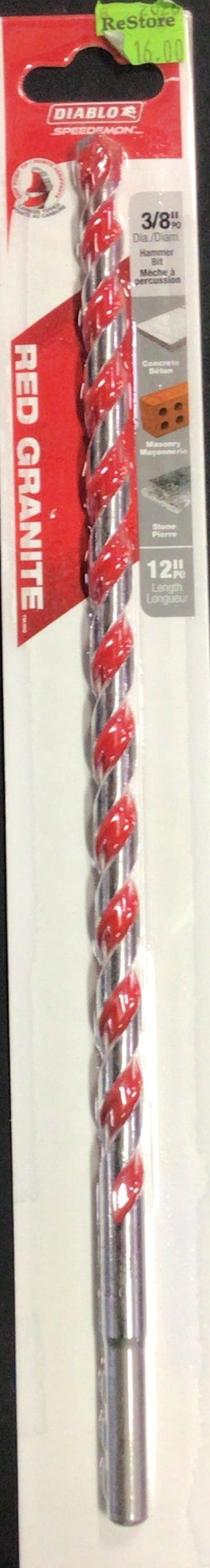 Diablo 3/8” x 10 x12” Red Granite Drill Bit