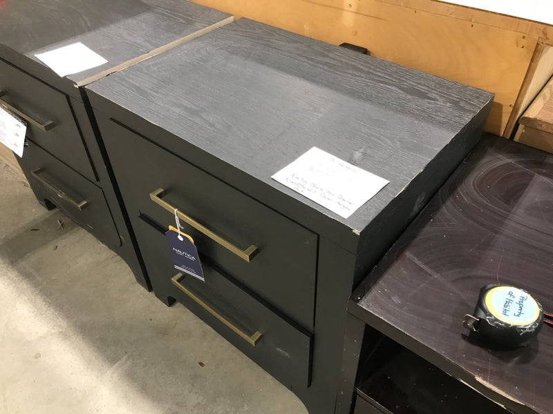 Nautica Blue Dark Greyish Blue Two Drawer Nightstand With Power Charging Port