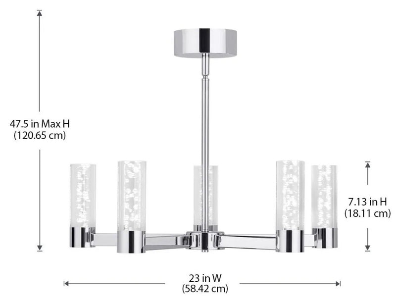 Callum 5-Light Integrated LED Dimmable Chrome Cylinder Candle-Style Chandelier Clear Acrylic Shade