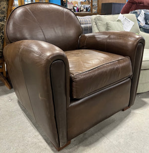 Small Brown Faux Leather Armchair