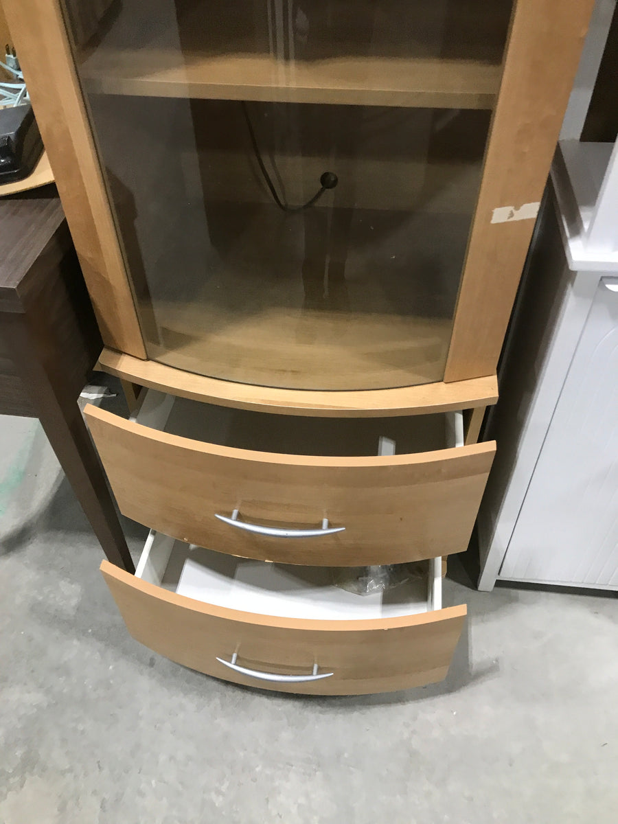 Light Brown Wooden Display Case With Shelving & 2 Drawers – Habitat for ...