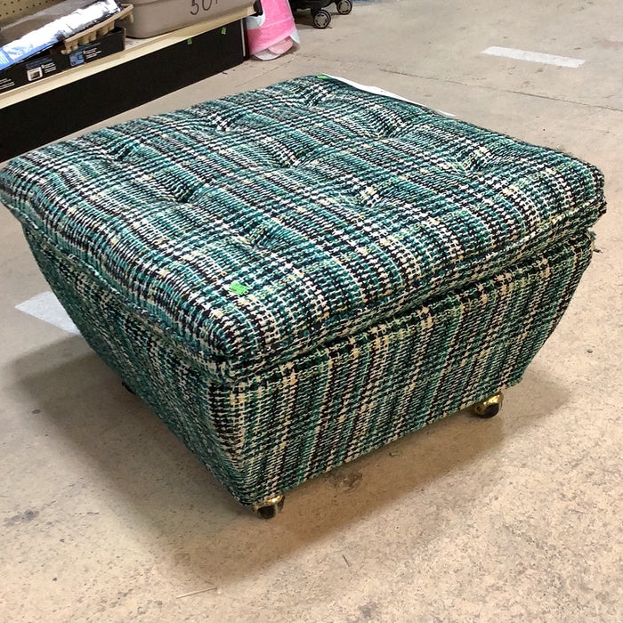 Green Plaid Ottoman