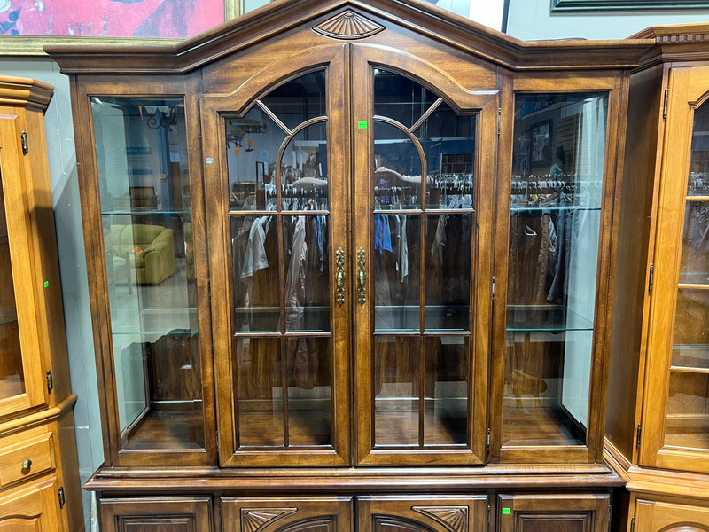 Dark Wooden China Cabinet and Hutch